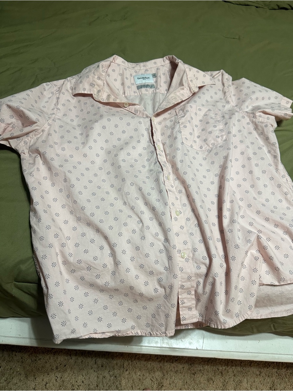 Men’s  Pink Printed Button-Up Shirt